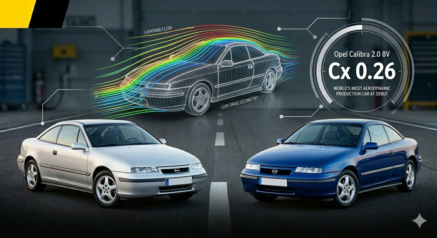 Opel Calibra w momencie debiutu był najbardziej aerodynamicznym seryjnym samochodem świata. Ile wynosił współczynnik oporu powietrza Cx dla wersji 2.0 8V?